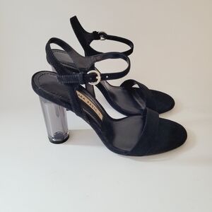 Zara Black Lucite Clear‎ Cylinder Strappy Heels
